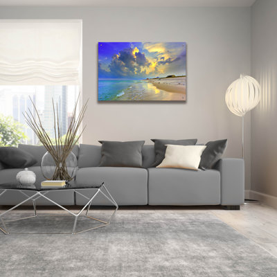 «Blue Beach Sunset National Seashore Sea» par Ezra Tanner, art mural en verre acrylique