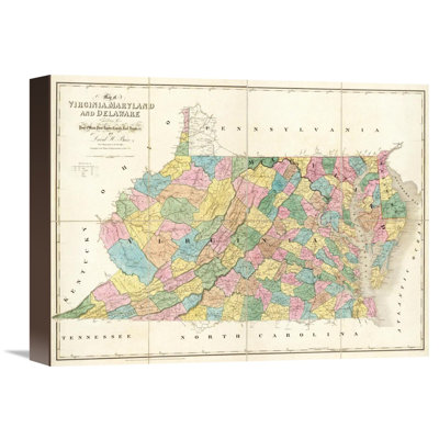 Map Of Virginia, Maryland And Delaware, 1839 by David H. Burr - Graphic Art on Canvas