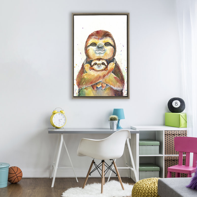 Cadre flottant Exotic Xenarthra Sloths, design par Marc Allante, H 31 po x l 21 po, Cadre flottant orme Montalcino