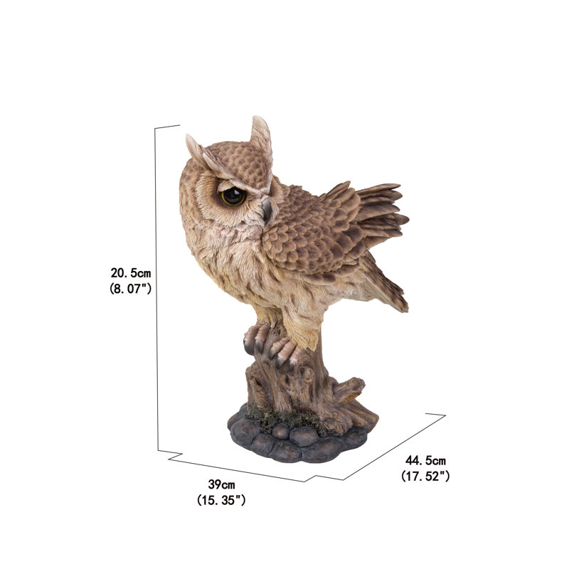 Large Brown Polyresin Long Eared Owl Statue