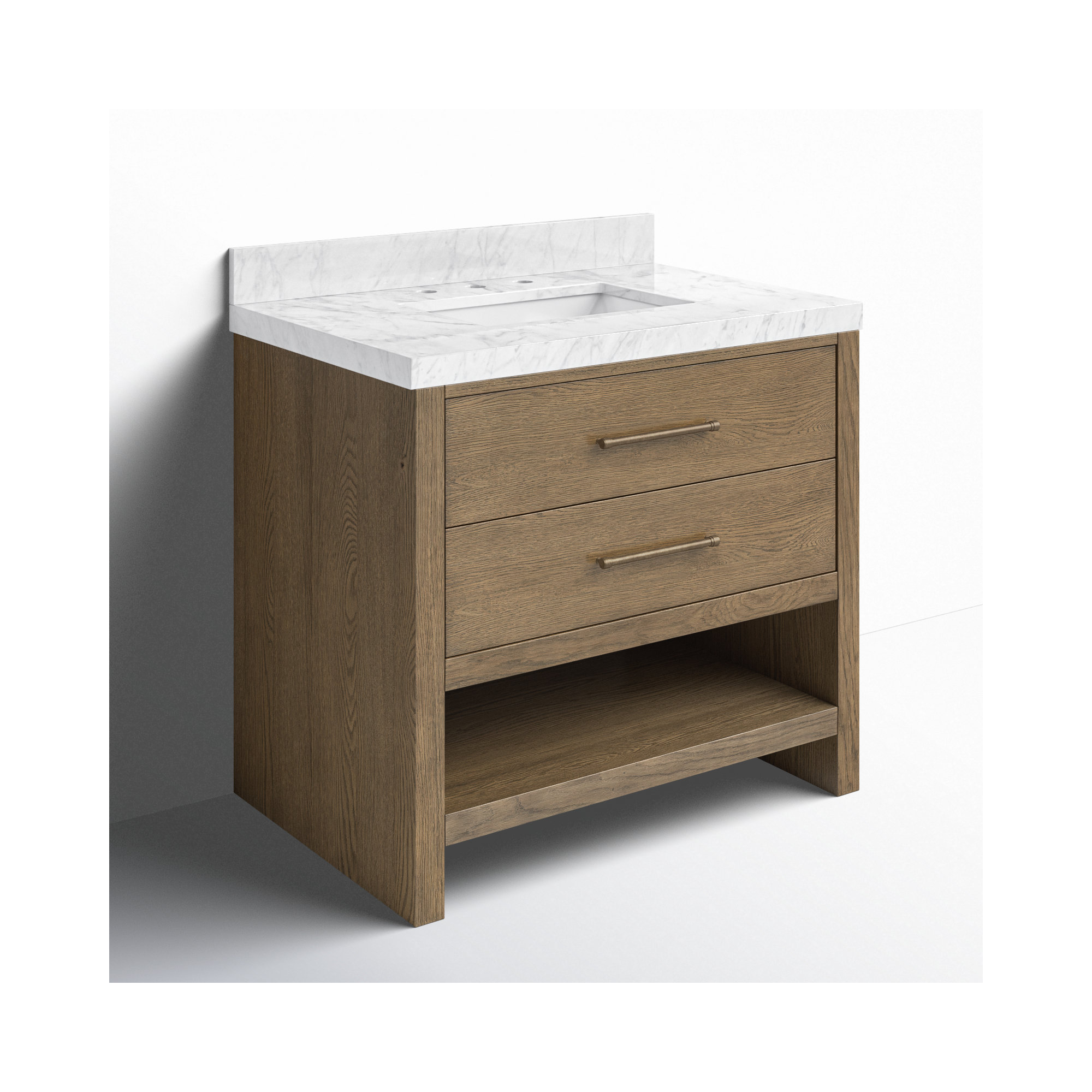 Abington Single Vanity-Carrara Marble, Brown