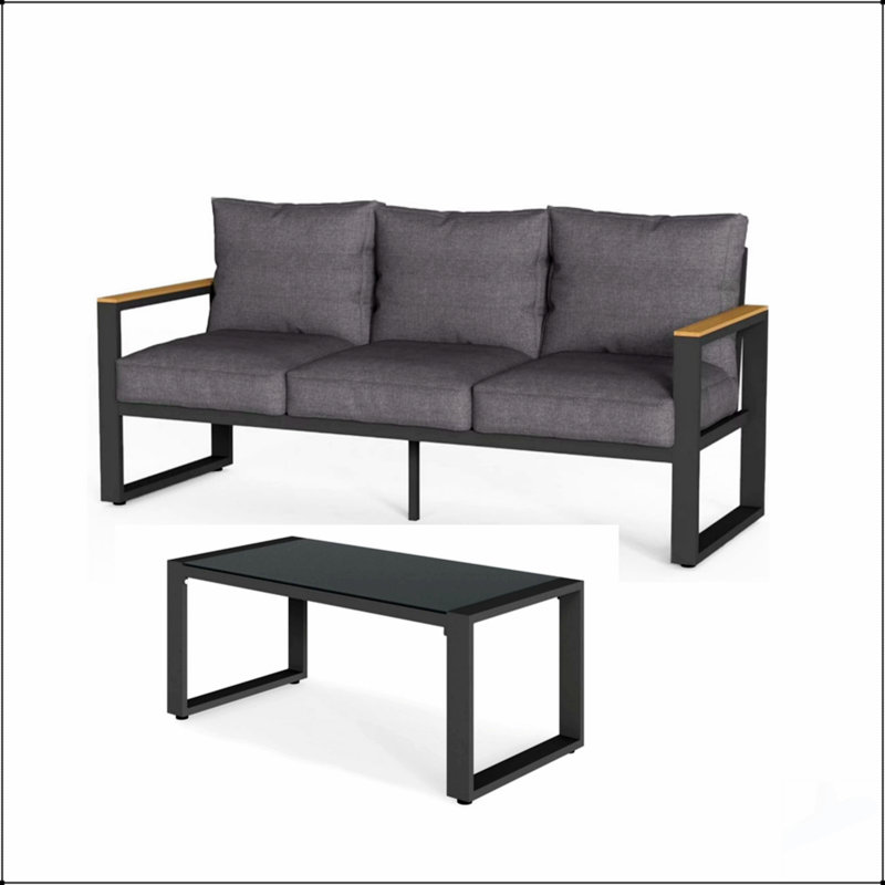 Ensemble de canapé d'extérieur 2 pièces 3 pièces, mobilier de patio en aluminium toutes saisons 75 pouces avec table basse