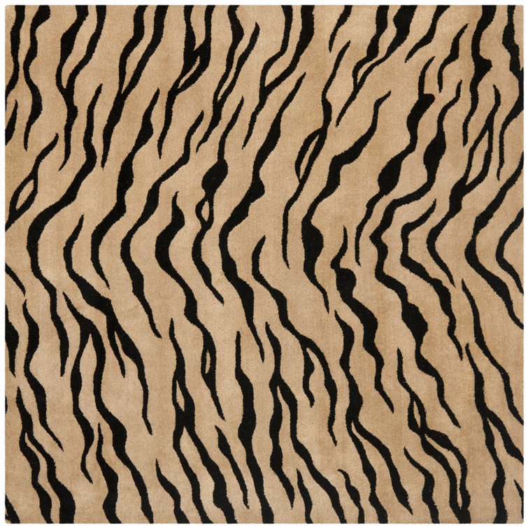 Nonia Animal Print Handmade Tufted Wool Gold/Black Area Rug