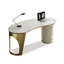 Blanc + beige-blanc + pierre frittée courbée dorée + bois manufacturé + acier inoxydable avec bureau à 3 tiroirs-1055437416