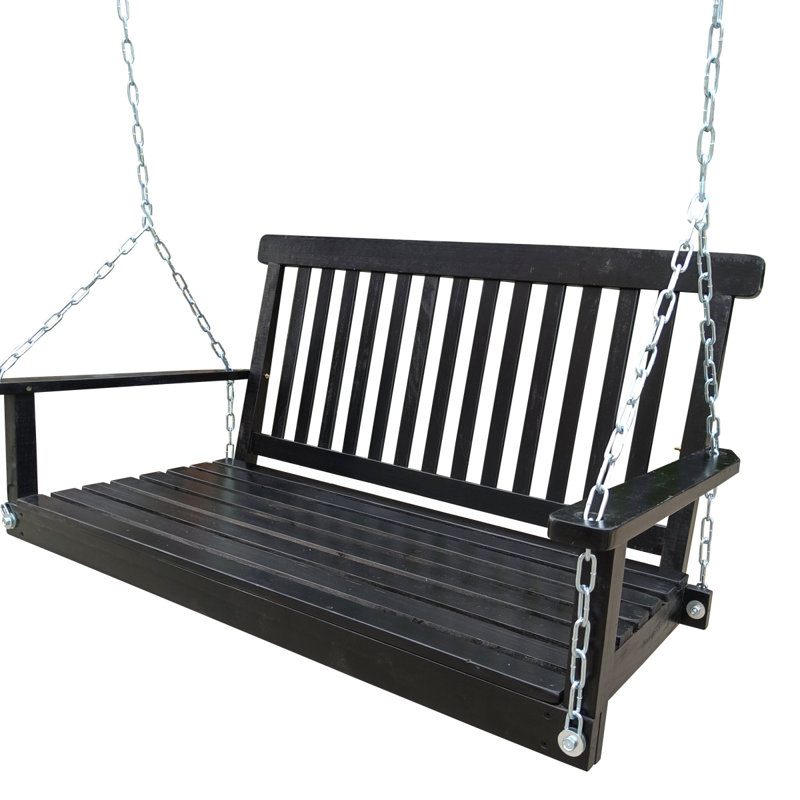 Balancelle avec accoudoirs et chaînes suspendues, Noir
