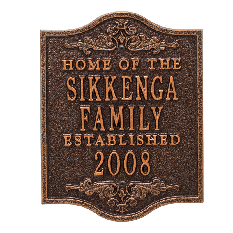 Buena 5-Line Wall Address Plaque, Antique Copper, Yes