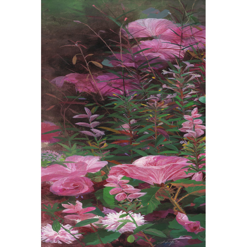 Pink Azalea Garden I by LI BO - Wrapped Canvas Painting, 46cm H x 30cm W x 3.8cm D