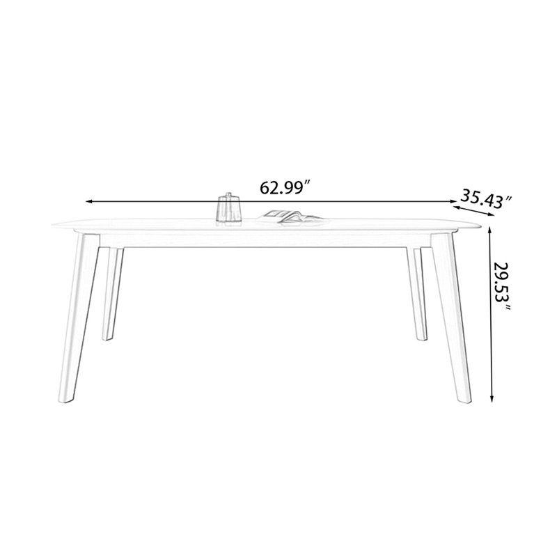 Picture color Rectangular Sintered Stone tabletop Dining Table, 29.53"H x 62.99"L x 35.43"W