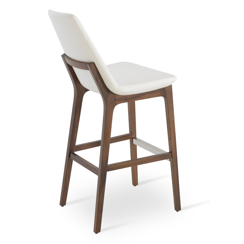 Eiffel Wood Counter & Bar Stool, Wenge, Bar Stool (29" Seat Height), White Leatherette