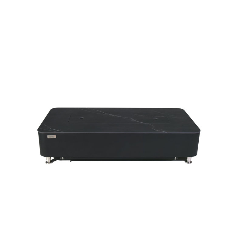 Athens Porcelain Top 62" Liquid Marble Porcelain Top Fire Table, Propane, Bulgaria Black, 14" H x 62" W x 30" D