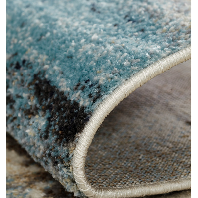Zakrzewski Abstract Area Rug in Blue, Rectangle 2' x 3'