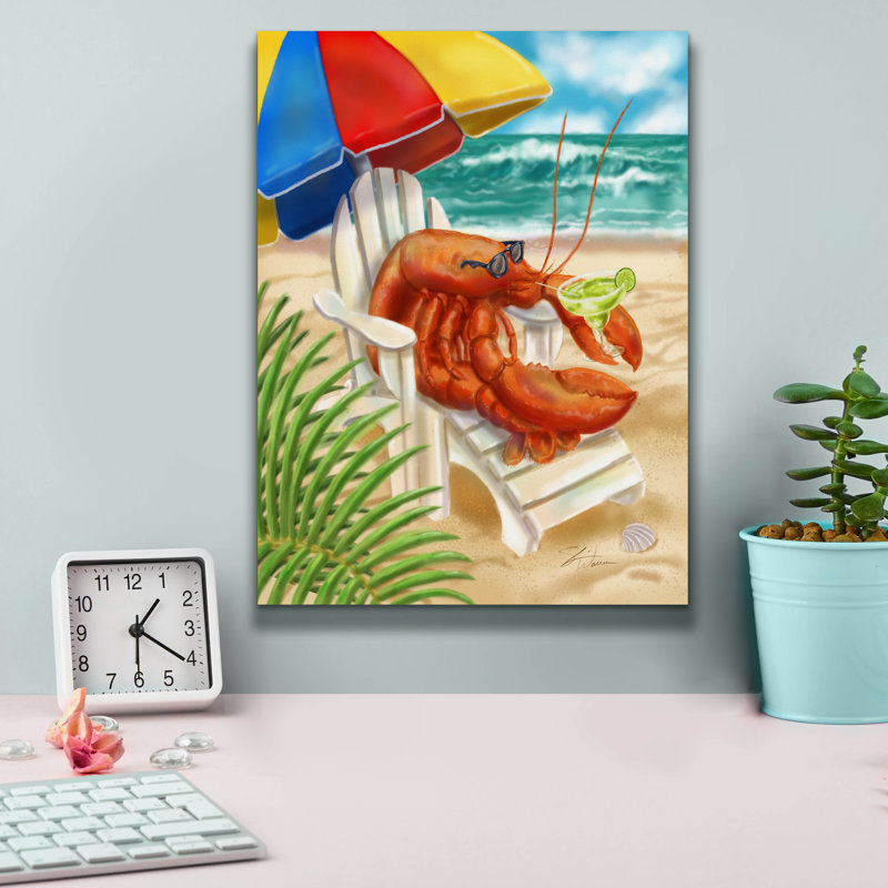 «Beach Friends - Lobster» par Shari Warren, art mural sur toile, H 16 po x l 12 po x P 0,75 po