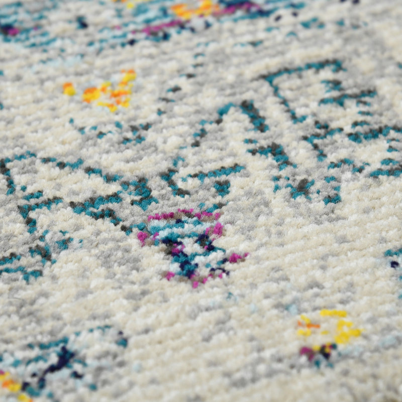 Uptown Bohemian Ivory & Yellow 8'10"x11'10" Synthetic Area Rug