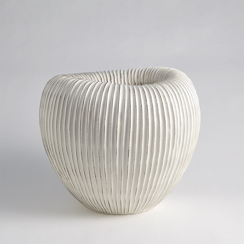 Baleen Cachepot-Ivory w/Brown Edges