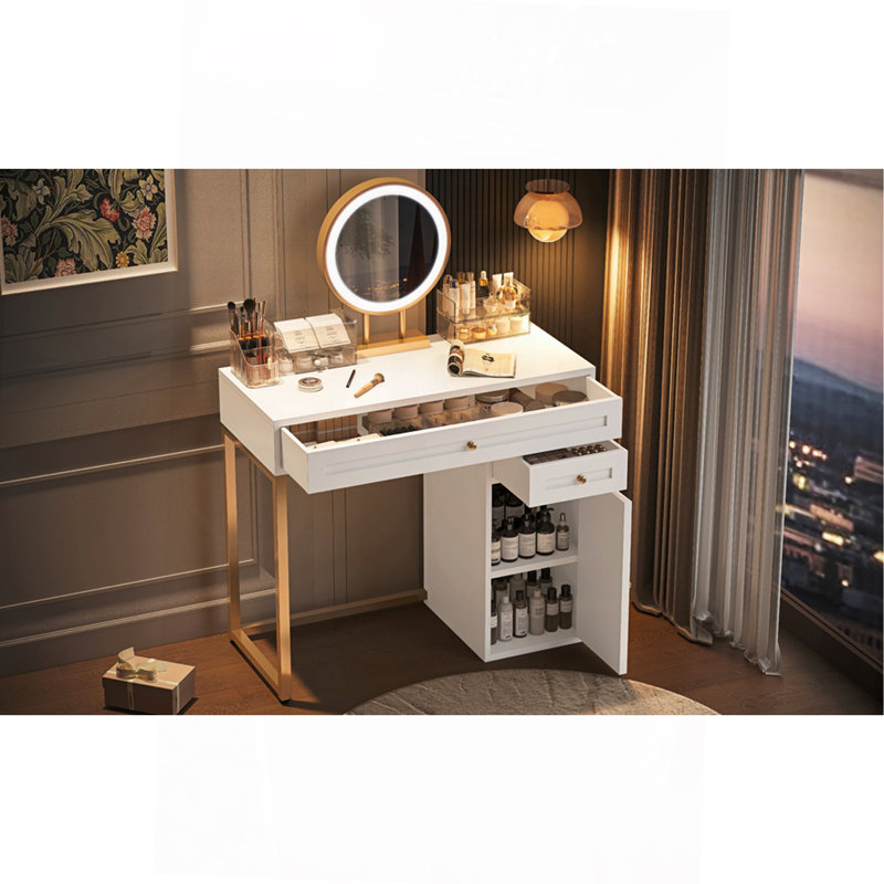 Versatile Makeup Vanity Desk With Adjustable Mirror And Ample Storage, Perfect For Bedroom Or Dressing Room.