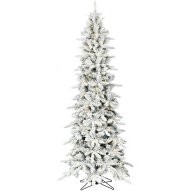 ANGELES HOME 7.5 ft. White Pre-Lit Hinged Artificial Christmas