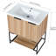 Meuble-lavabo de salle de bain autoportant 30 po avec lavabo en résine - Contreplaqué Portes et tiroirs à fermeture en douceur Installation moderne 30 po Fermeture caractéristique