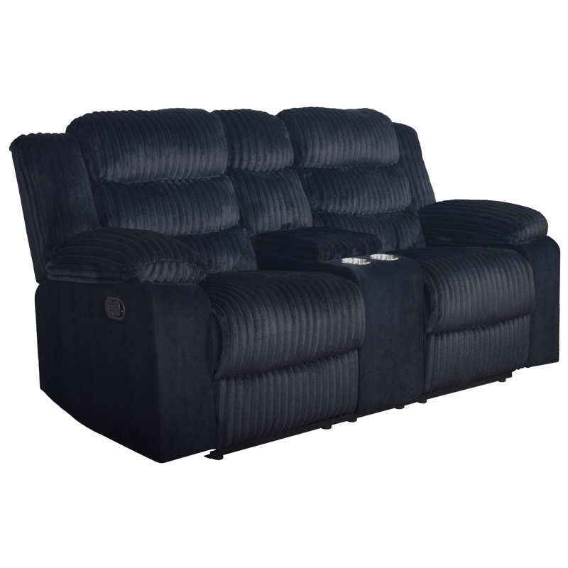 Jacobo Wood & Fabric Loveseat With Dual Recliner , Black