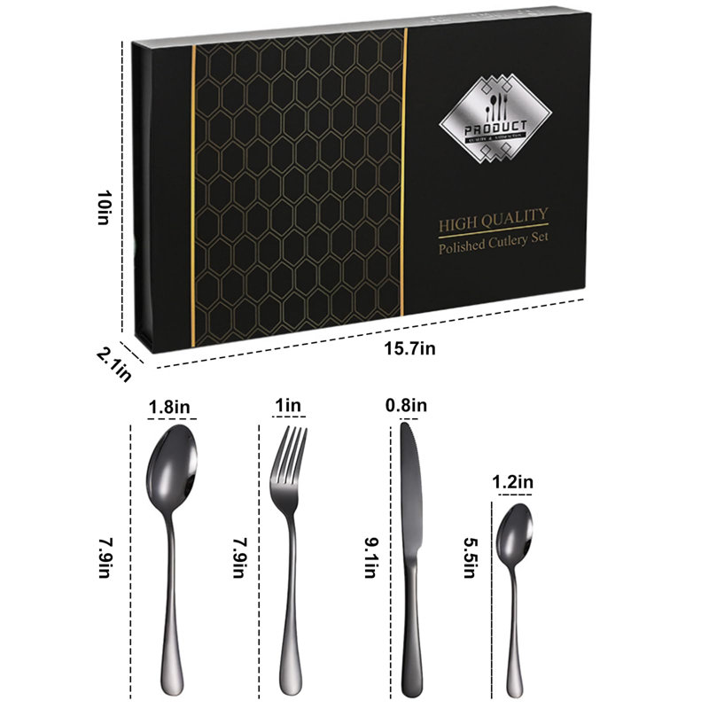 Dinnerware Set, 24 Piece Stainless Steel Dinnerware Set, 6 Person Cutlery Set