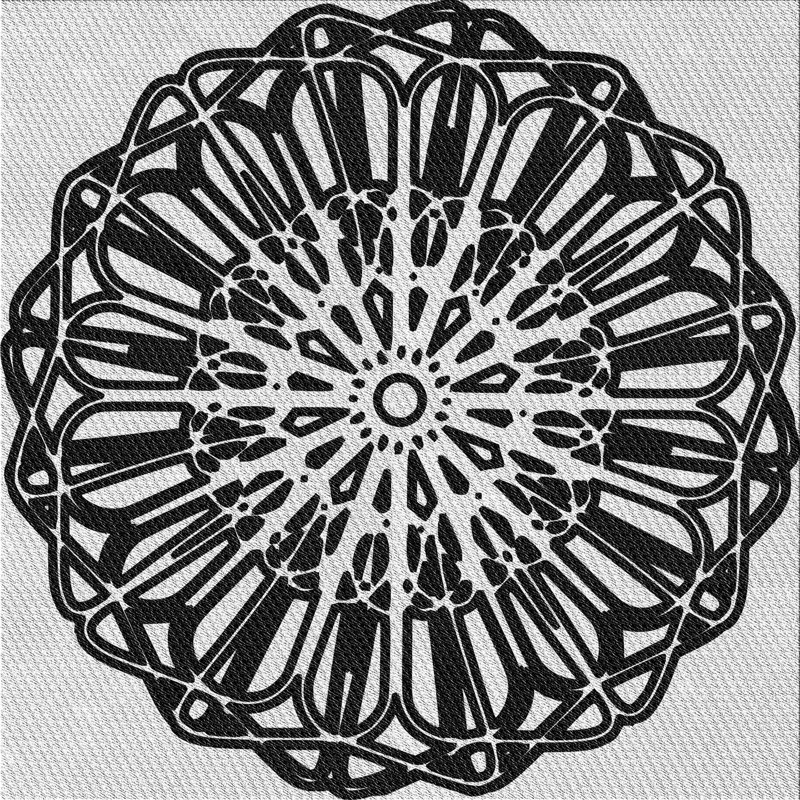 Tapis noir/blanc à motifs, Carré 6 pi