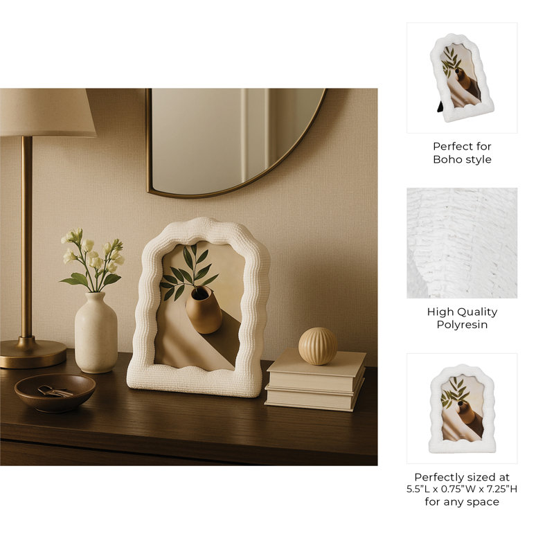 Sagebrook Home 4X6 Wavy Arch Photo Frame, White, 4" x 6"