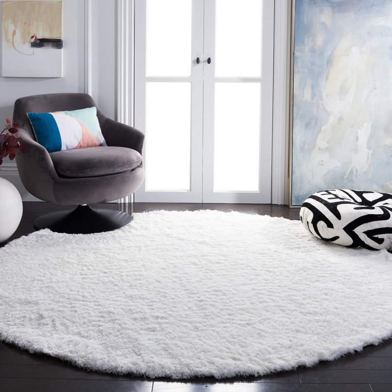 Jewell Handmade Tufted Ivory Area Rug, Round 7'
