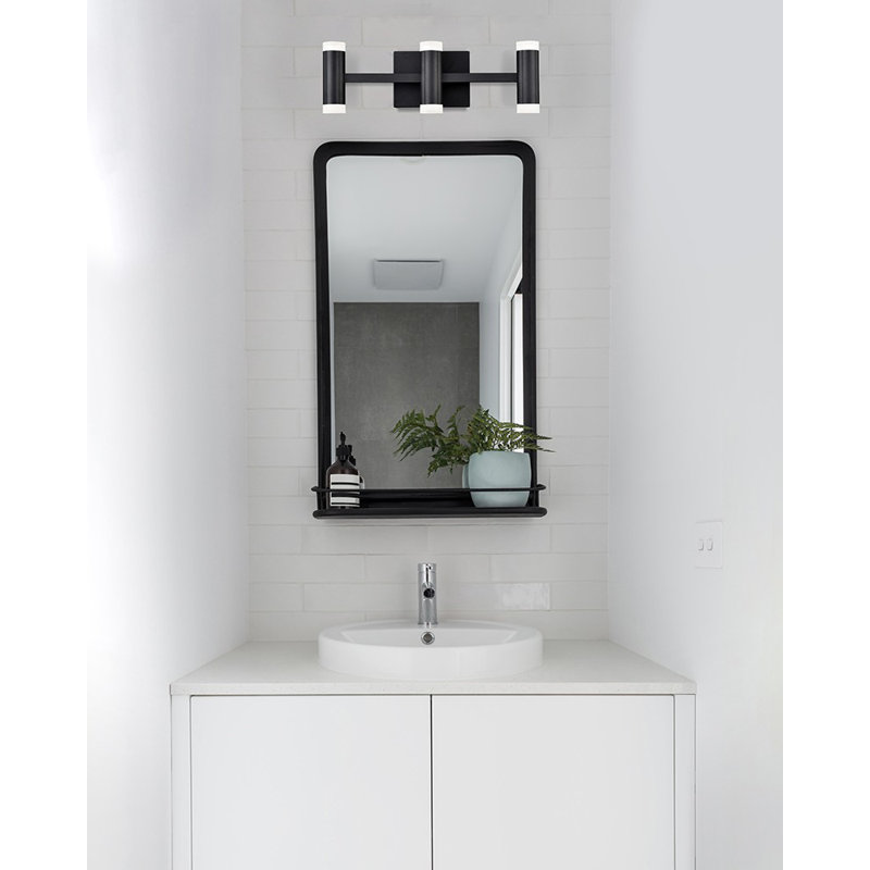 Brazen Black LED Vanity Light with Dimmable Quatrefoil Lamps