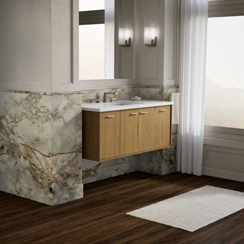 Jute® 48" Wall Mounted Single Vanity Base Only Base, Walnut Flax