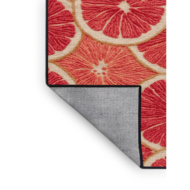 Tapis lavable rose pamplemousse, Rond 8 pi