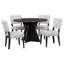 Ensemble de table de salle à manger 5 pièces pour 4 personnes, ensemble de table et chaises de cuisine rétro de 4 avec base conçue, table de salle à manger en bois avec 4 chaises rembourrées pour les petits espaces et la salle à manger-628078583-628078580