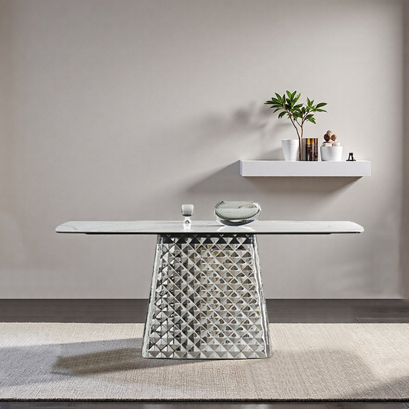 Table de salle à manger d'inspiration géométrique, H 29,53 po x L 62,99 po x l 35,43 po