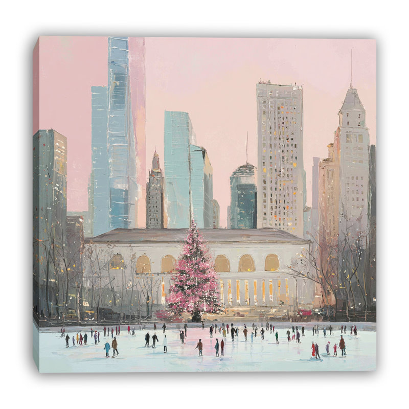 Art mural sur toile Central Central Winter Skaters, 40 po x 40 po