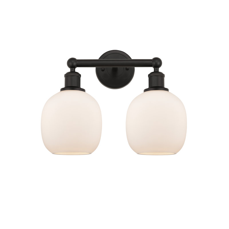 Éclairage pour meuble-lavabo à 2 lumières 15 pouces Carlucci, Blanc mat, Bronze huilé