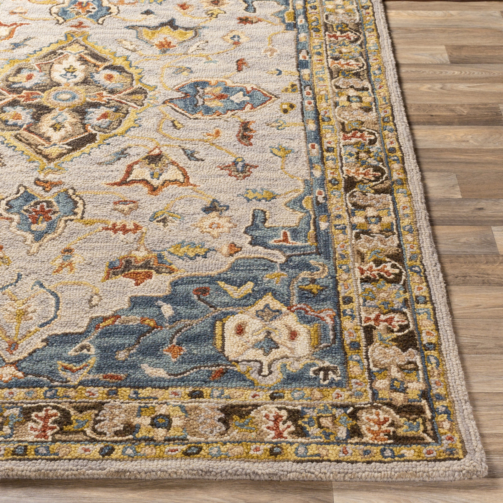 Alford Taupe Hand-Tufted Oriental Wool Rug, Rectangle 8' x 10'