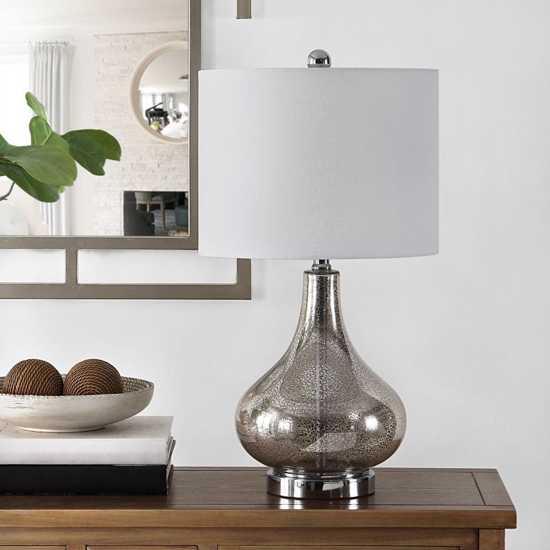 Glass Table Lamp, Silver