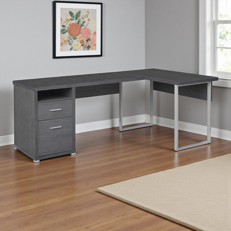 Stagecoach Gray Laminate Computer Desk with Storage Drawers, 29.85'' H X 78.56'' W X 47.03'' D