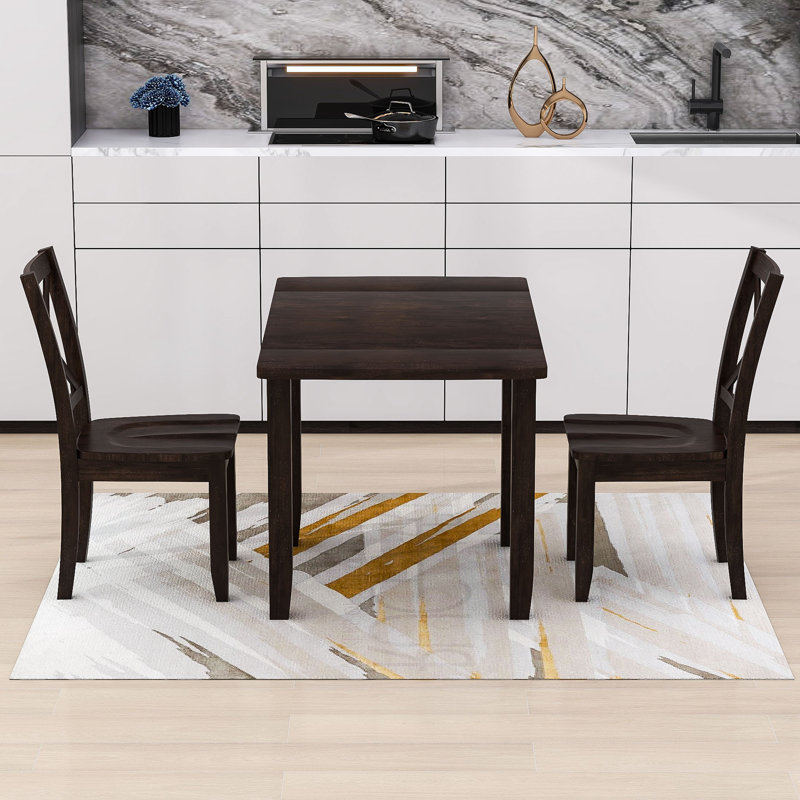 Rainar 3 - Piece Extendable Dining Set with Drop Leaf, 2 Chairs for Small Places, Espresso