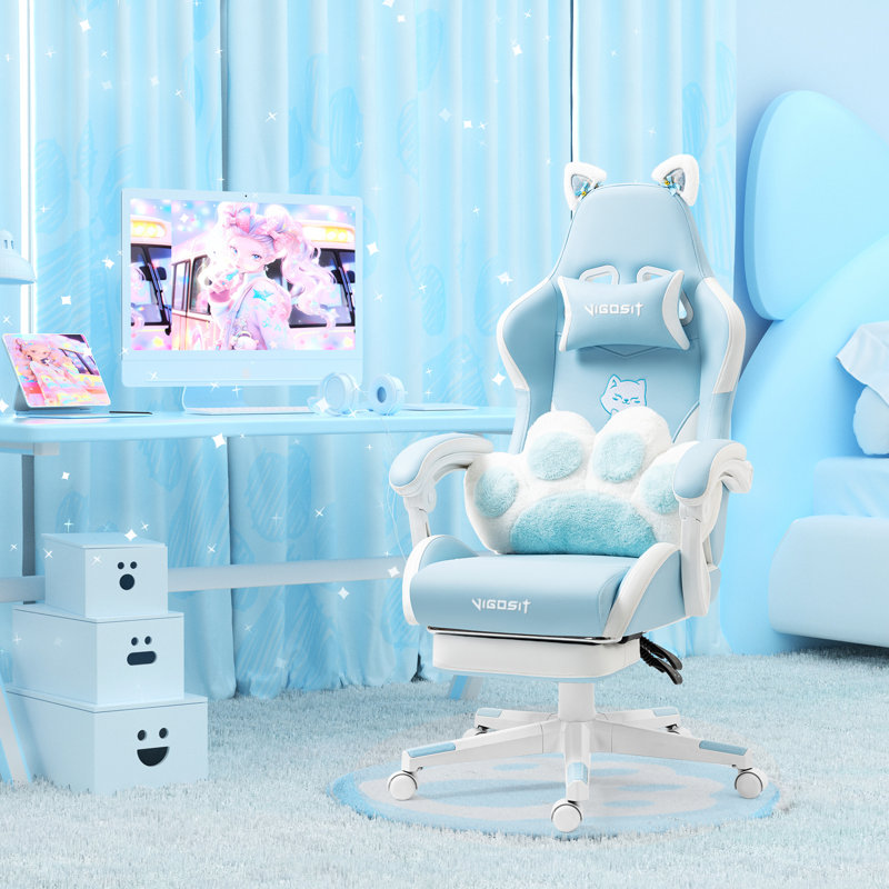 Gaming Chair - Ergonomic PU Leather Office Chair Blue, Blue