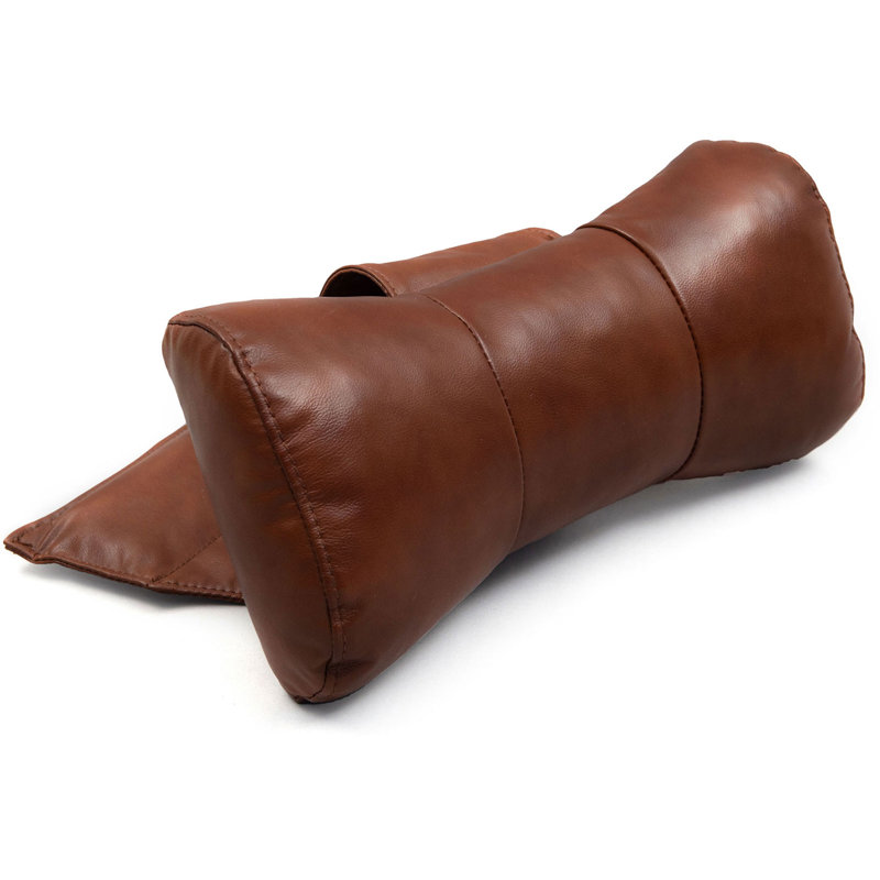 Leather/Suede Throw Pillow, Cognac
