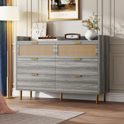 Commode double 6 tiroirs - 47 po de largeur, noyer foncé, chambre de bébé ou garde-robe