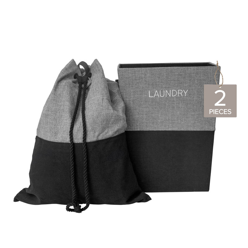 Heavy Duty Canvas Laundry Bag and Greyboard Laundry Hamper, Set of 2, by RGI Home