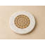 Plateau tournant en marbre blanc avec motif mandala doré, 12 po