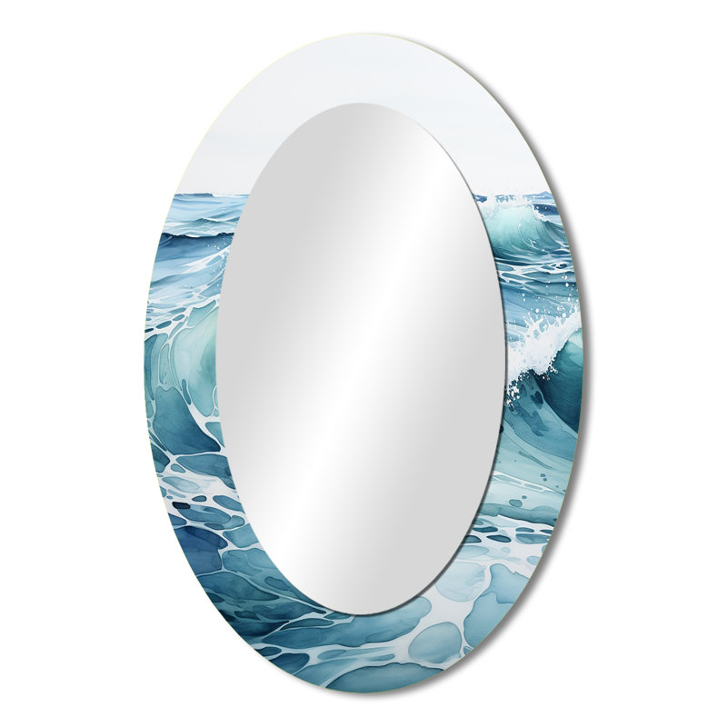 Teal Minimalisme Tranquil Waters - Miroir mural moderne bleu sarcelle, 36 po x 24 po