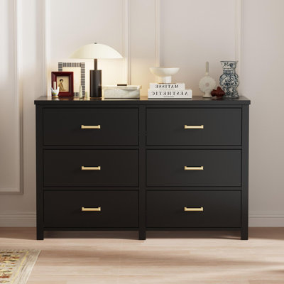 Commode 6 tiroirs en bois massif 52 po