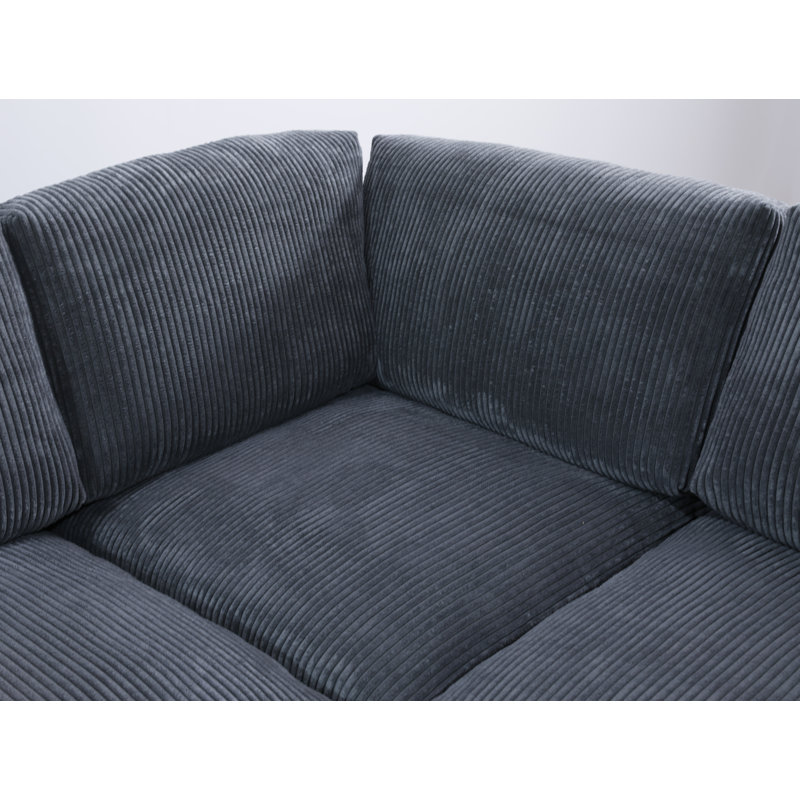 Ogunquit Upholstered L-Shaped Sectional Reversible, Gray Microfiber