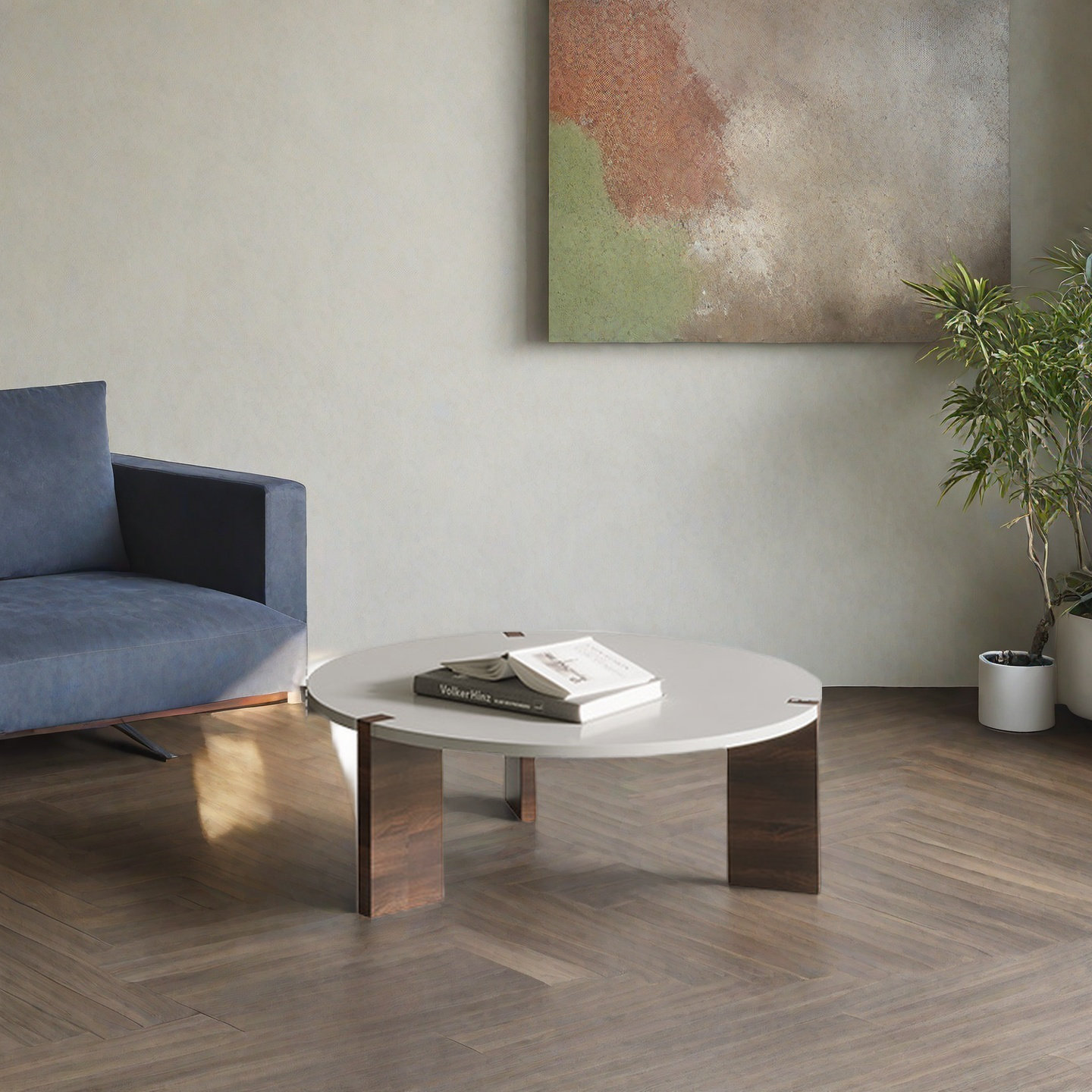 Illustration of Scandinavian Modern Minimalist Round Coffee Table