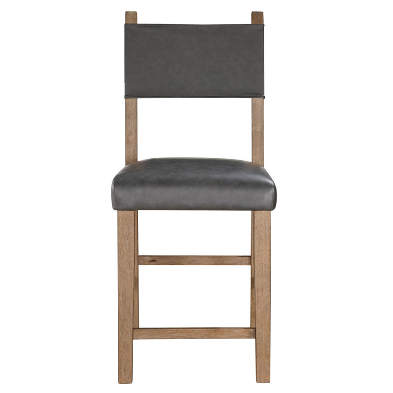 Chaise de comptoir rembourrée Aubrey, Gris, Brun