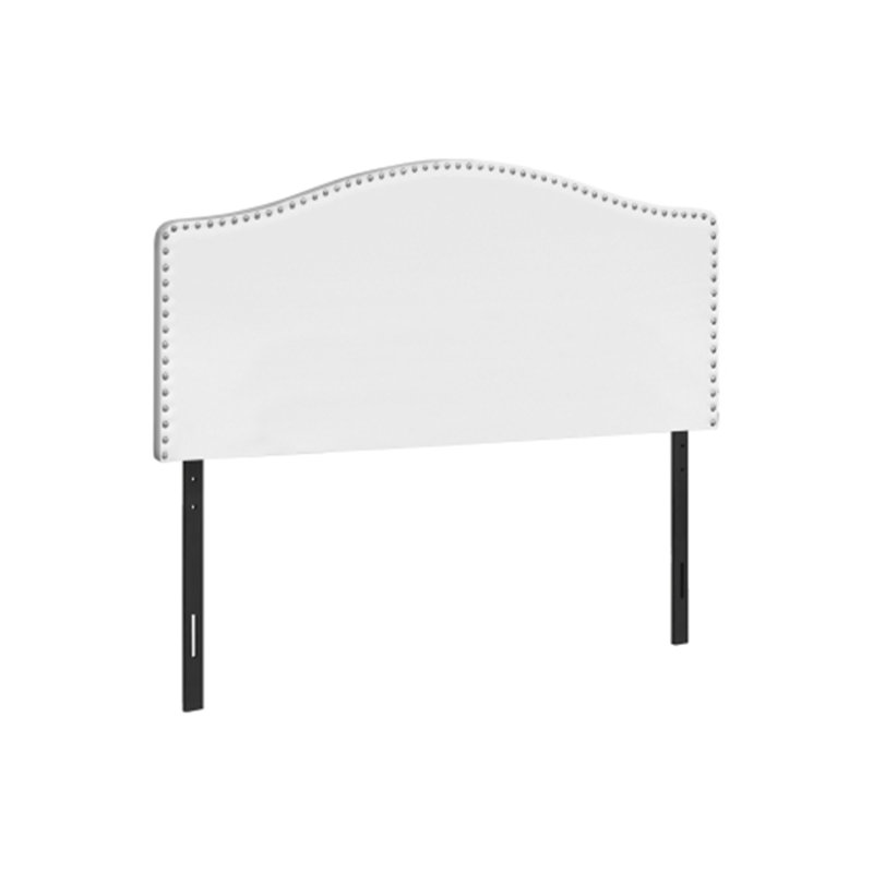 Lit, tête de lit seulement, chambre à coucher, revêtement, aspect cuir, transitionnel, Blanc, Grand lit