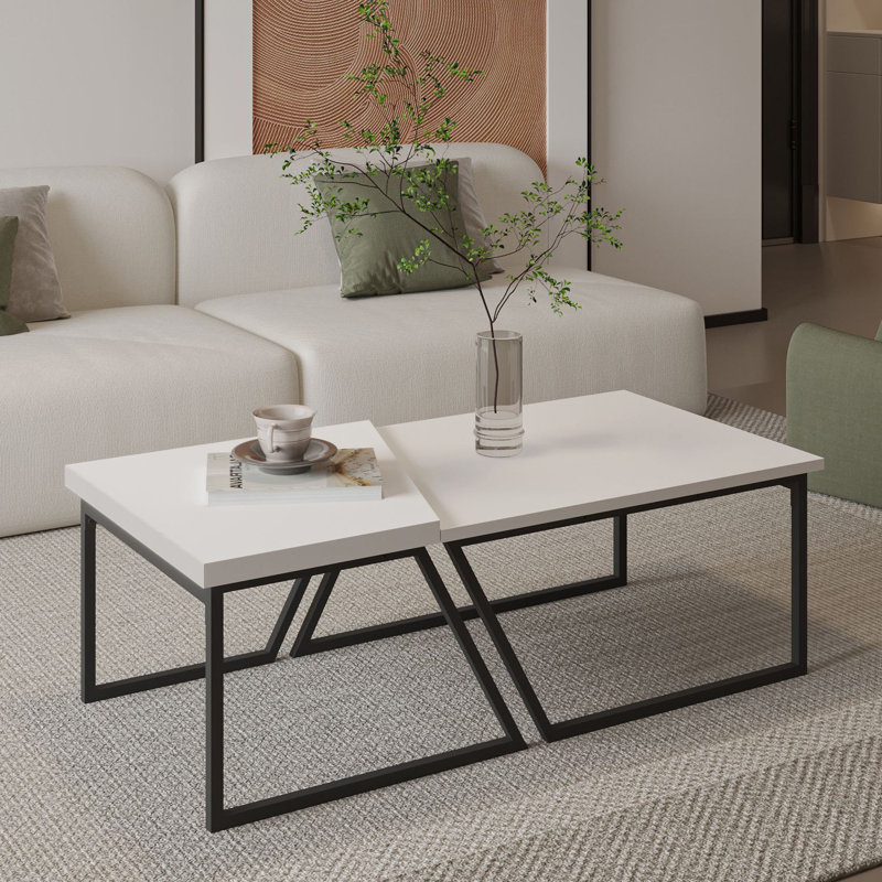 Ensemble de tables basses, Blanc, Blanc