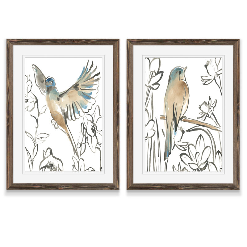 «Songbird Meadow III» par Vincent Van Gogh - ensemble de 2 cadres photo, H 24 po x l 18 po, Érable